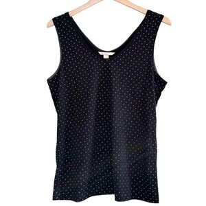 🌈 6/$60 Banana Republic Black Gold Polka Dots Tank Top Holiday Size Large